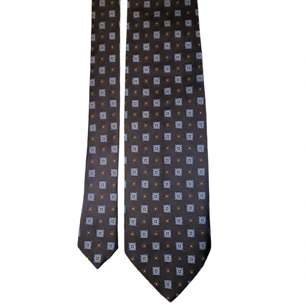 Brooks Brothers Makers Brown Geometric Silk Tie 60